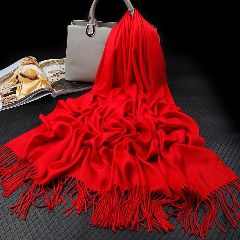 Fashion Winter Cashmere Scarf Women Double Sides Pashmina Shawls and Wraps Female Warm Bandana