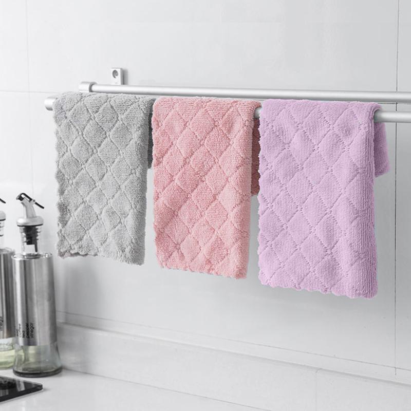 5/10/20pcs Is Cheaper Double-layer Absorbent Microfiber Kitchen Dish Cloth Non-stick Oil Household Cleaning Wiping Towel Kichen Tool