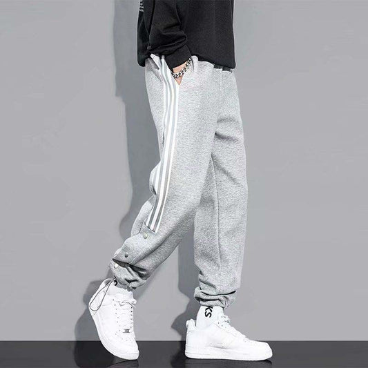 Side-breasted Drawstring Drawstring Feet Gray Student Sweatpants Male Loose Wild Youth Casual Summer Thin Section