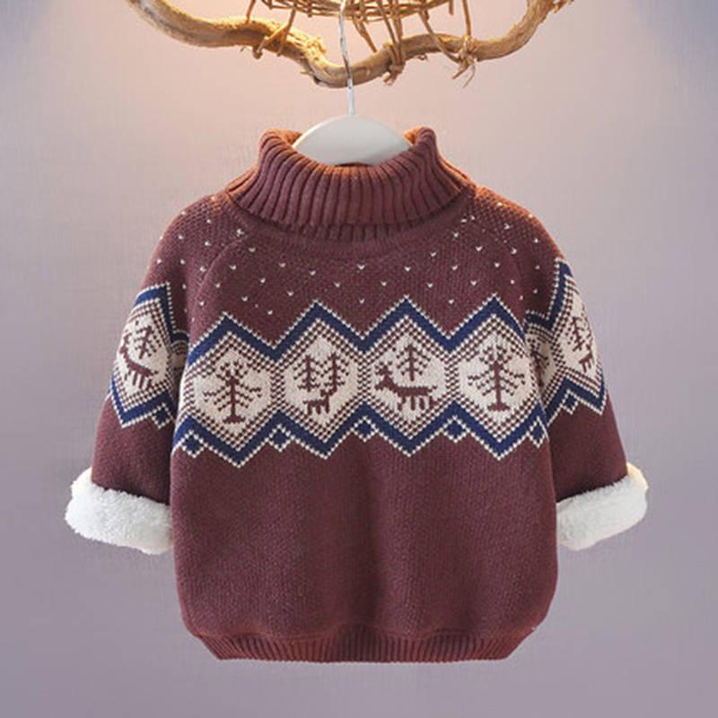 Children's Sweater Autumn Winter Kids Knitted Turtleneck Pullover Sweater for Boys Girls