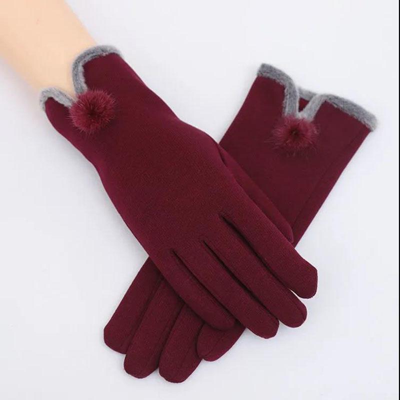 Winter Touch Screen Cotton Gloves Korean Fashion Bow Gloves Windproof and Warm Finger Gloves for Women