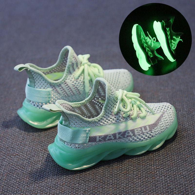 Parent Child Shoes Large Children's Coconut Shoes Night Lighting 2020 Breathable Mesh Shoes for Boys and Girls Soft Sole