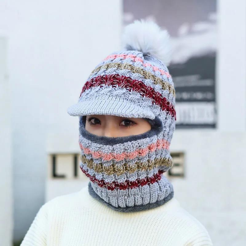 Winter Hats and Scarves 2-piece Woolen Cold-proof Earmuffs Plus Velvet Thick Warm Knitted Hat