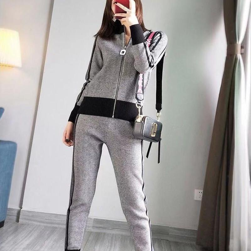 2pcs/set 2Pcs Set Women Sport Tracksuit Zipper Hoodies Sweatshirt Pants Set Jogger Sport Wear Ladies Casual Sweat Autumn Streetwear Suit