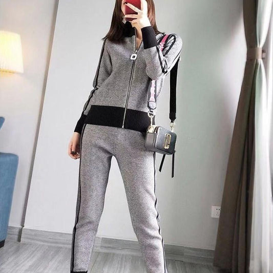 2pcs/set 2Pcs Set Women Sport Tracksuit Zipper Hoodies Sweatshirt Pants Set Jogger Sport Wear Ladies Casual Sweat Autumn Streetwear Suit