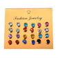 Multi-color Small Fresh Color Flash Diamond Zircon Small Earrings 12 Pairs of Card Ear Accessories