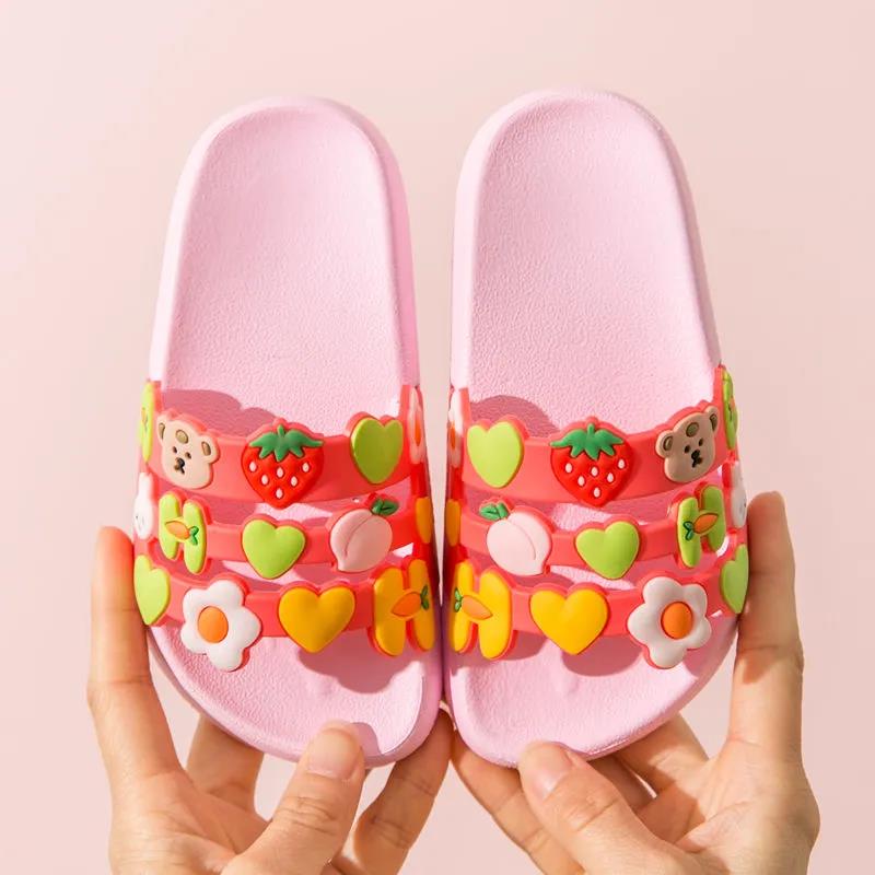 2021 Summer Kids PVC Cartoon Children's Slipper Cute Home House Shoes Rainbow Family Sandals Toddler Slippers