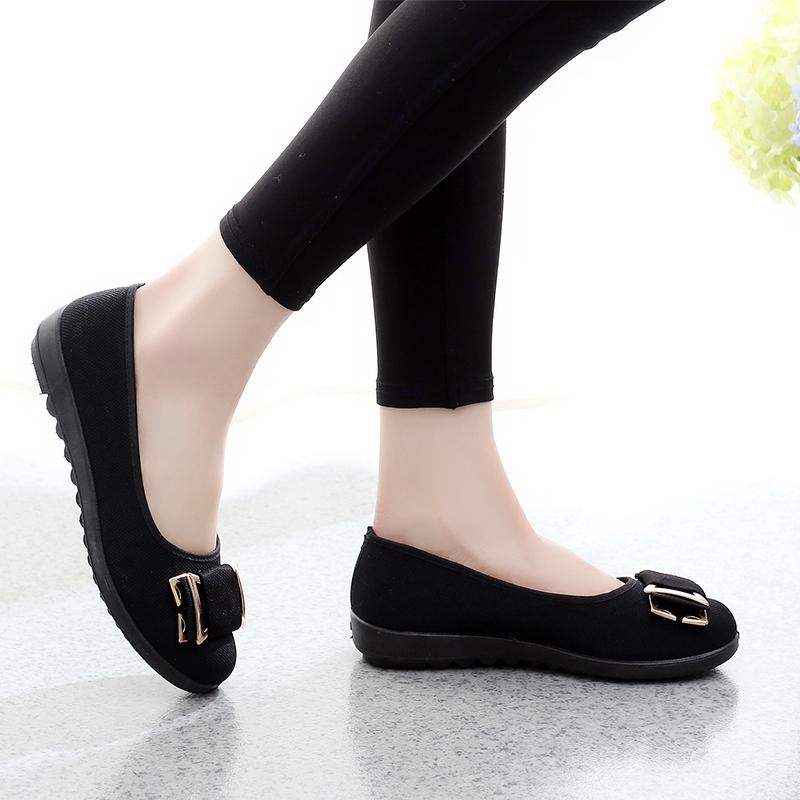 Soft-soled Work Shoes Women Black Cloth Shoes Women's Single Shoes Work Non-slip Pregnant Women Shoes Mother Shoes Flat Heels