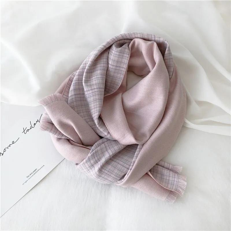 Women's Scarf Autumn and Winter Thick Warm Double-sided Knitted Scarf Wild Pure Color Imitation Cashmere Scarf Shawl