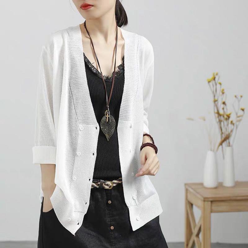 Spring and Autumn Linen Cardigan Sweater Large Size Loose Casual Jacket Fashion Young Women Top