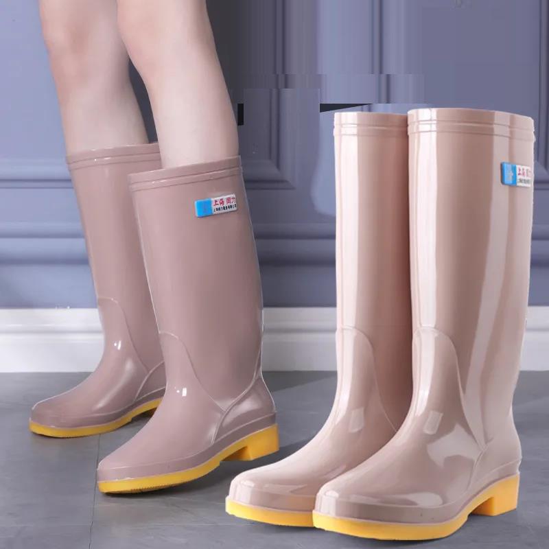 Tendon Bottom High Tube Rain Boots Women Winter Non-slip Rain Boots Rubber Shoes Mid Tube Waterproof Rain Boots