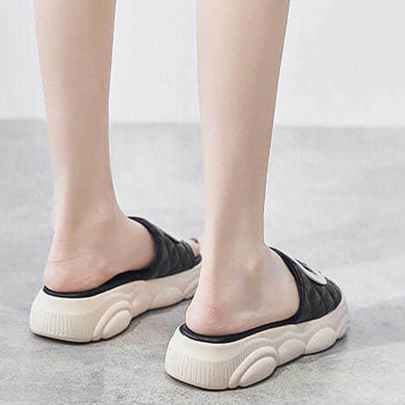 Plus Size 35-40 Women Pu Slippers Outdoor Flat Bohemian Beach Wear-resistant Non-slip Office Lady Sports Thick BottomSandals