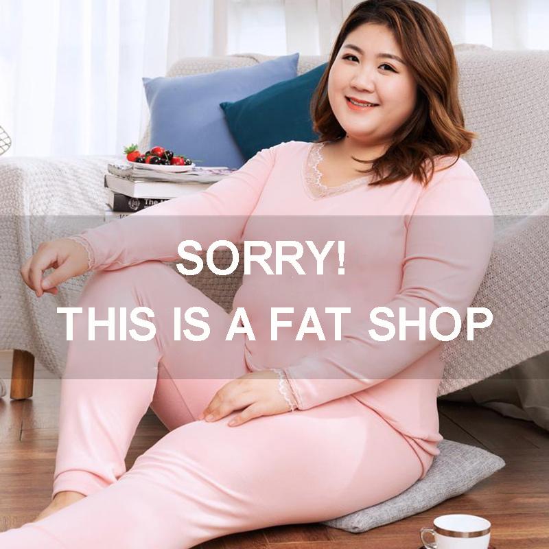 Fat Sister Thermal Underwear Female Plus Fat Plus Size Thin Lace Base Autumn Clothes Long Pants Suit