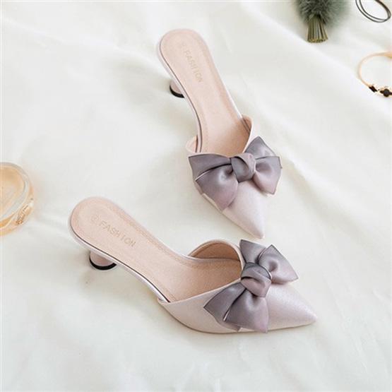 Summer Ladies High Heel Sandals Bow Decoration Breathable and Not Stuffy Peep-toe Outdoor Shoes