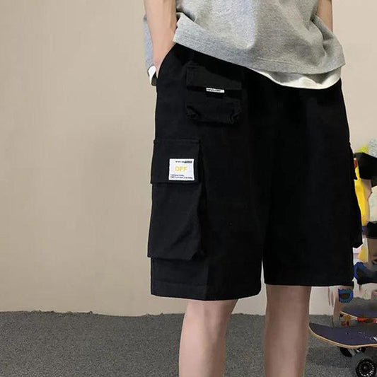 Casual Shorts Men's Summer Trend Wild Hong Kong Style Loose Five-point Pants Wear Thin Overalls