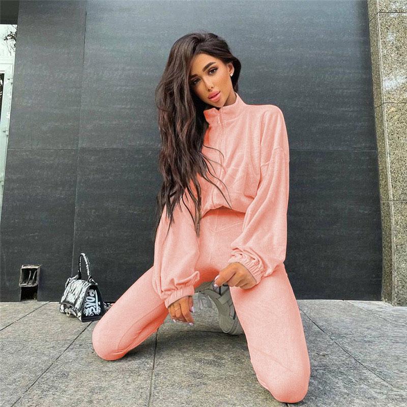 3PCS Women's Autumn and Winter Sports Suit Ladies Velvet Zipper Cardigan Sweater + Vest + Slim Pants Three-piece Set Girls Fitness Jogging Casual Suit