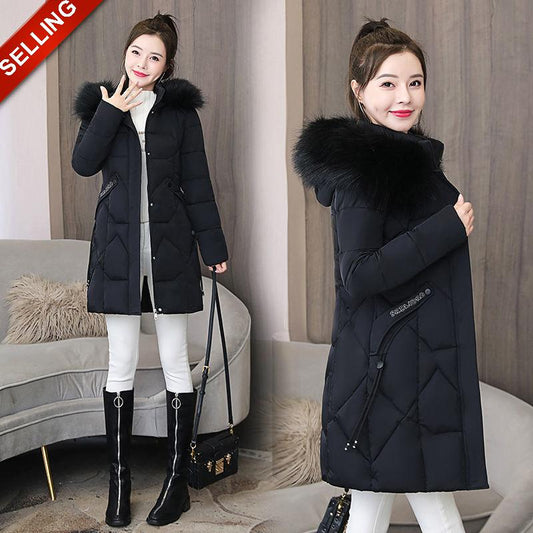 Down Jacket Women's Mid-length Korean Fashion Slim Fit All-match Thick Warm Winter Jacket