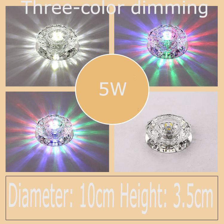 5W LED Crystal Recessed Ceiling Light Warm White+RGB 3 Modes Mini down Lamp Light Aisle Corridor