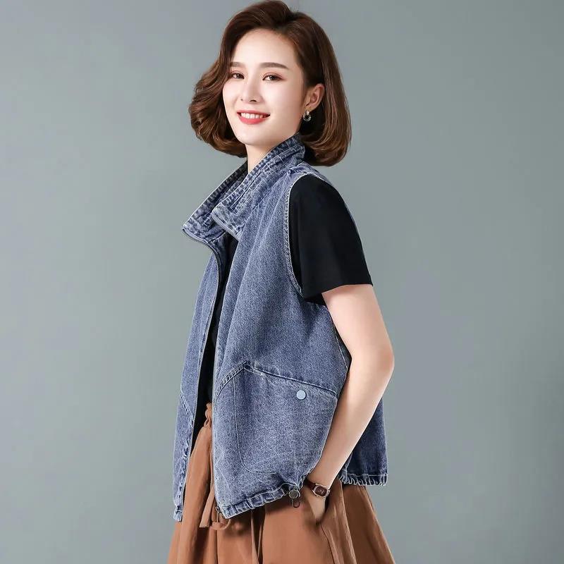 Plus Size Denim Vest Sleeveless Denim Vest  Spring Summer and Autumn Women Jacket Vest Ladies Tops Cowboy Vest