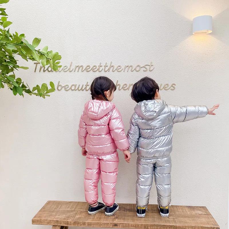 Children's Winter Padded Down Jacket Suits for Boys and Girls Infants and Toddlers Two-piece Cotton Suit Trendy and Fashionable