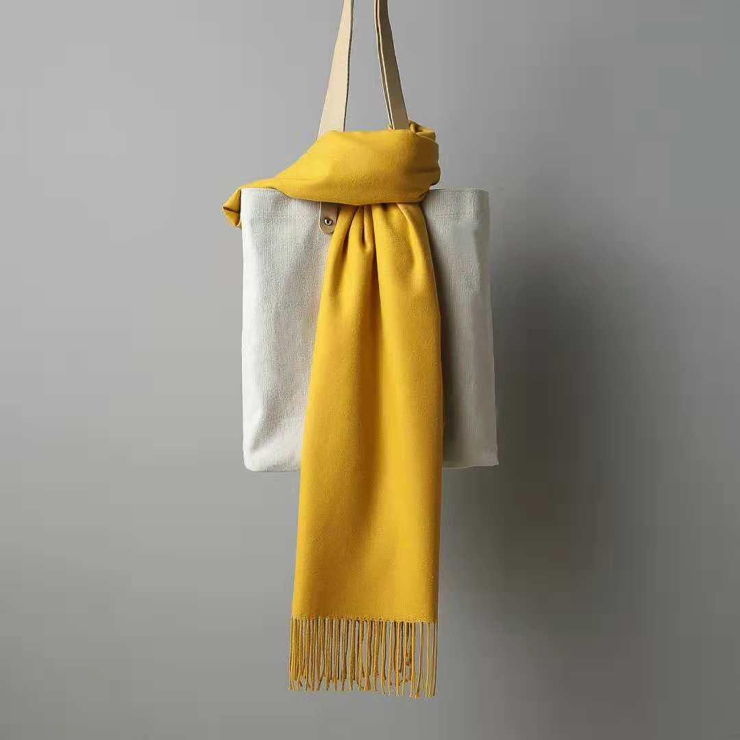 Cashmere Scarves Women Solid Color Wraps Long Scarf with Tassel Casual Lady Winter Female Shawl