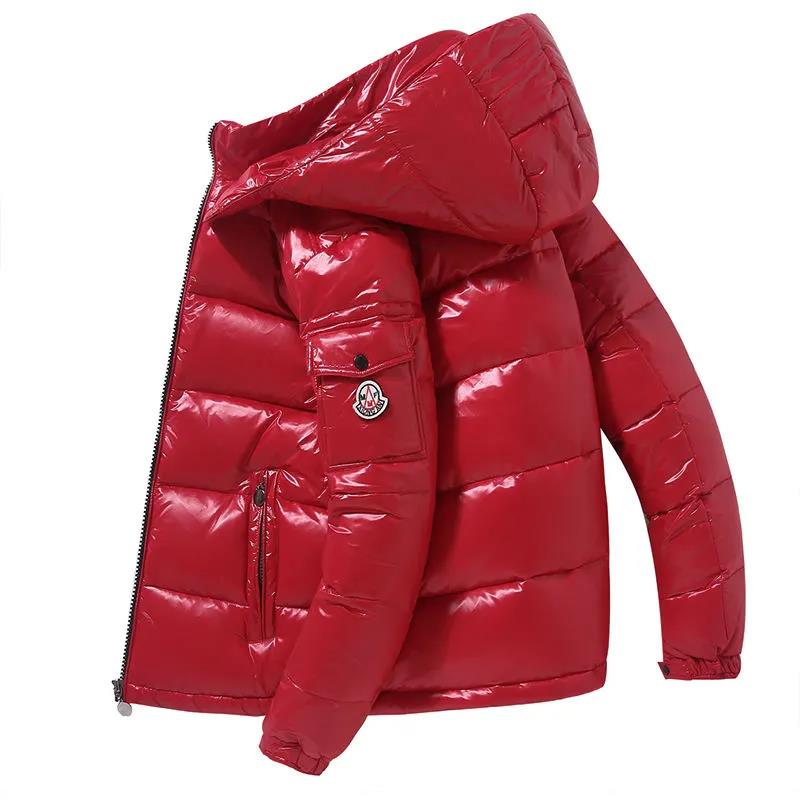 Pure Color Shiny Down Coat Winter Men Down Jacket Thick Warm Jacket White Duck  Down Padded Coat