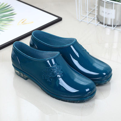 Spring and Summer Rain Boots Women's Fashion Low-top Boots Short Tube Kitchen Non-slip Water Shoes Shallow Mouth Work Shoes Rubber Shoe Covers