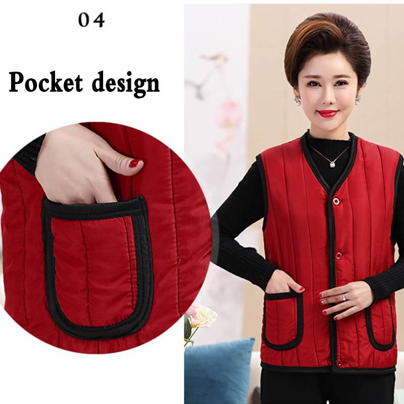 Mother's Vest Ladies Plus Velvet Middle-aged and Elderly Warm Jacket Autumn and Winter Wear Outer Wear Thicker