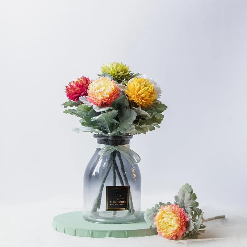 Simulation Ping Pong Chrysanthemum Fake Flower Plastic Flower Desktop Decoration Simulation Bouquet Living Room Fake Flower Decoration Ornaments