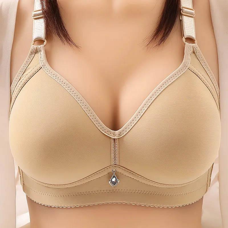 Large Size Thin Section Breasts Gathered Anti-sagging Bra Non-magnetic No Steel Ring Underwear Simple Ladies Bra