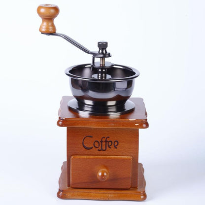 Wooden Handmade Coffee Beans Grinding Manual Grinder Machine Retro Wood Design Hand Coffee Burr Mill Manual Bean Grinder