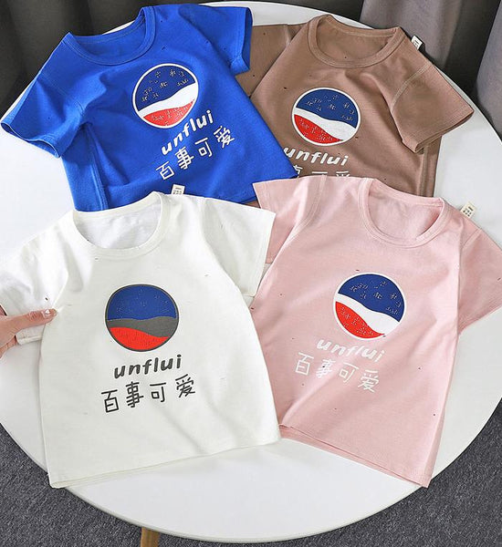 Summer Kids Cute Printing T Shirts Short Sleeve Tops Korean Style O-neck Loose T Shirts For Children Girls and Boys