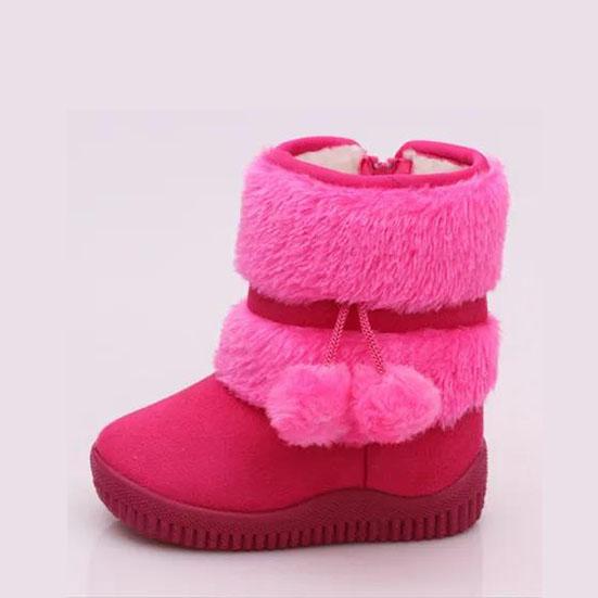 Girl's Snow Boots Children Thick Soled Warm Boots Lobbing Ball Thick Winter Cute Boots Non Slip Girls Princess Snow Shoes