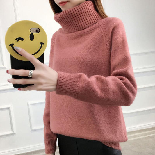 Loose Long-sleeved Knit Bottoming Sweater Turtleneck Sweater Female Thick Warm Sweater