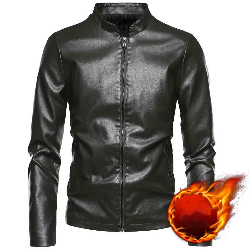 Men's Leather Jackets Plus Velvet Autumn and Winter Leather Jackets Korean Style Slim Jackets Young and Middle-aged Men's Motorcycles