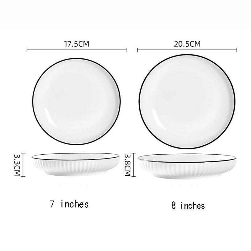 Deep Dish Creative Ceramic Dish Tableware Style Simple Household Dish Breakfast Dish Disc Fruit Dish