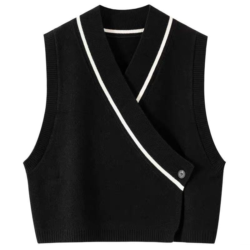 Autumn Knitted Vest Women's Cardigan Short Loose Sweater Waistcoat Sweater Vest Outer Wear