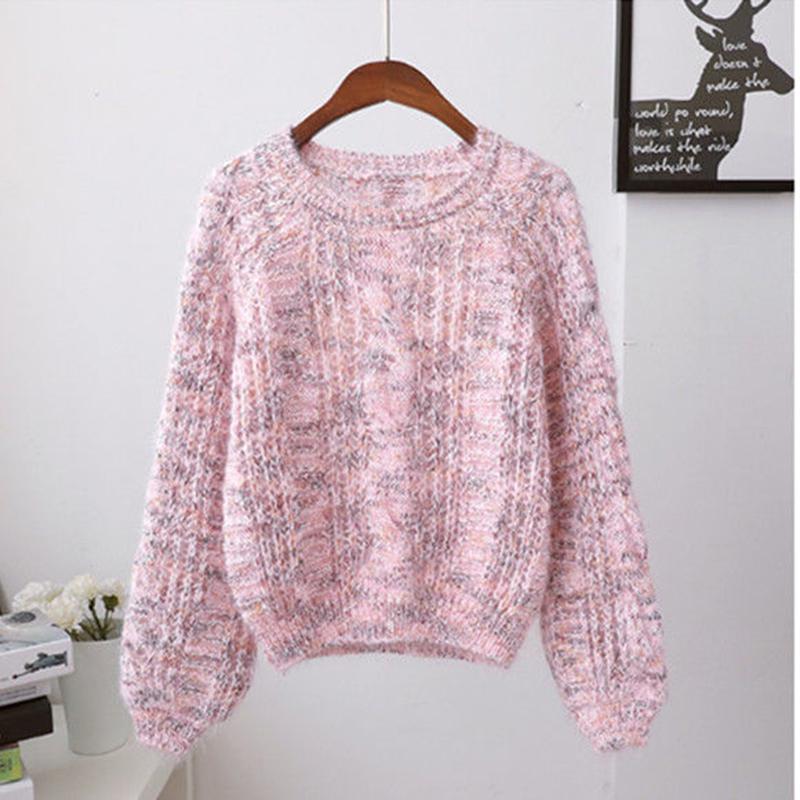 Sweaters autumn winter women long sleeved pullover solid knitted twist