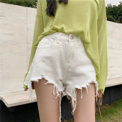 WTEMPO Women Elastic Waist Denim Shorts Loose Wide Leg A-line Thin Office Club Casual Party Dates Vocation