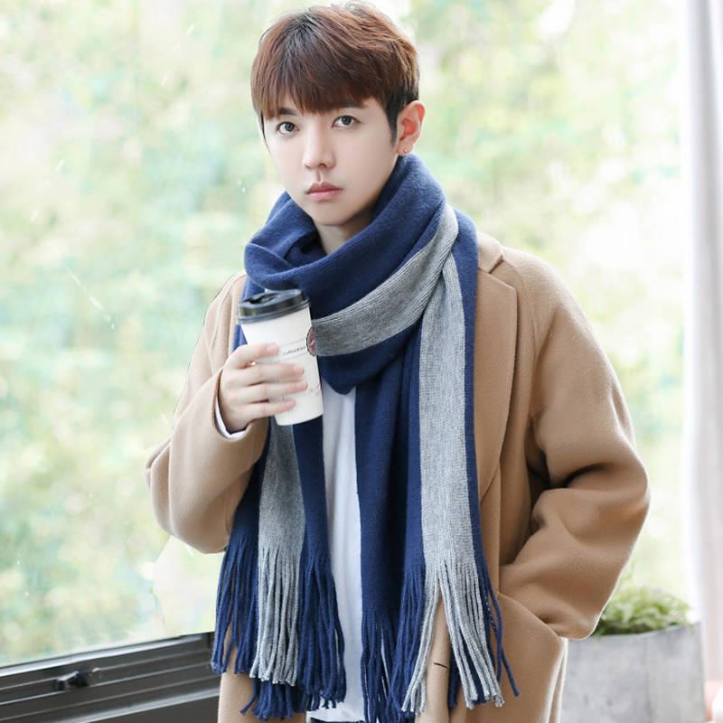 Men Scarf Foulard Stripe Scarves Poncho Casual Winter Scarfs Male Bufandas Hombre