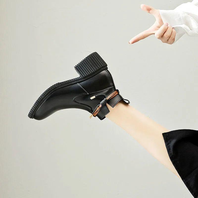 Summer White Short Boots Soft Leather Boots Thick-soled Martin Boots, Women's Boots Thick-heeled Women's Boots