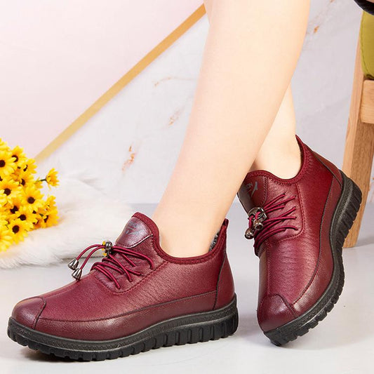 New Women Plus Velvet Sports Shoes Thickened Fashion Casual Leather Non-slip Sneakers