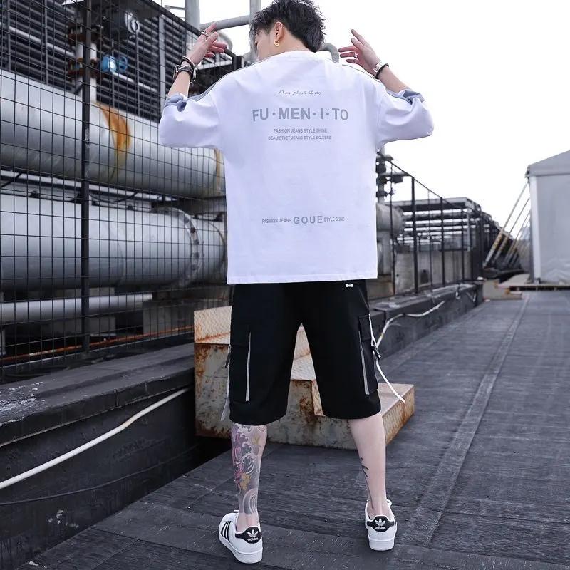 Summer Suit Male Teenager Student Korean Version Handsome Casual Sports Short-sleeved Shorts Boys Clothes Set