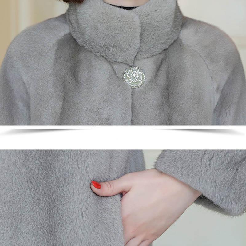 Faux Mink Coat Women Mid-length Winter High-end High-end Stand-collar Cotton Coat