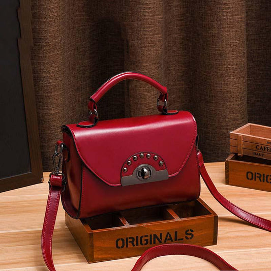 Leather Bags for Women Shoulder Bag Solid Color Feminina Handbag Vintage Ladies Bag Crossbody