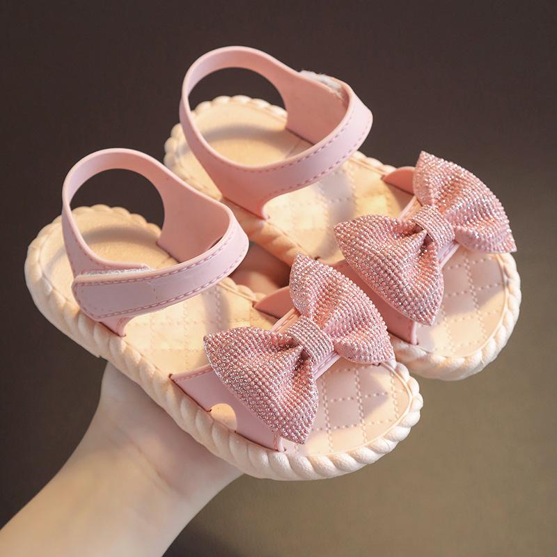 Summer Girls Sandals Bow Soft Bottom Large, Medium and Small Children's Princess Open-toed Baby Beach Shoes