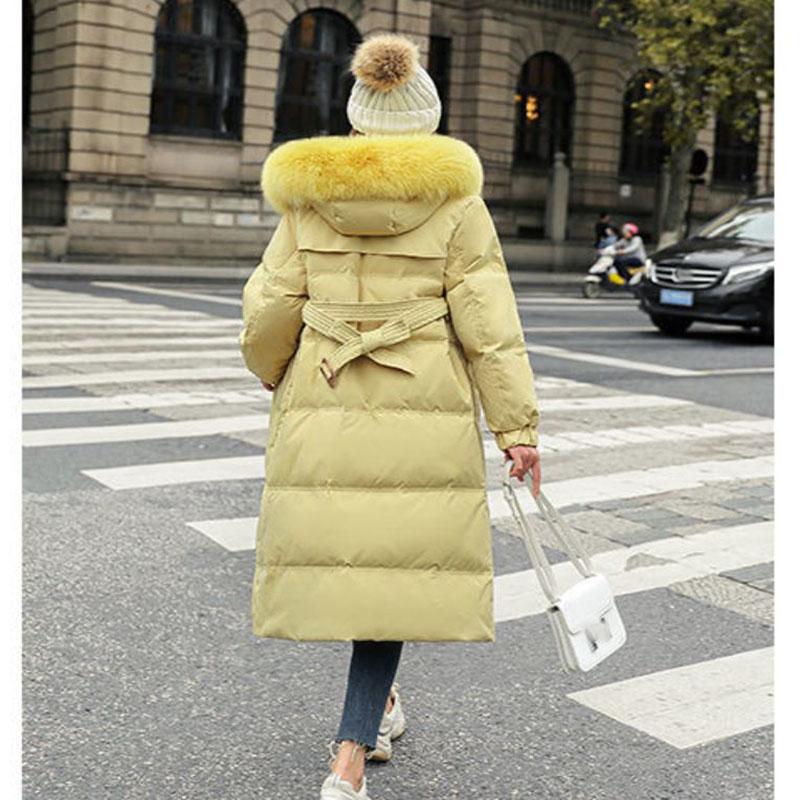 Down Jacket Winter Ladies Fashion Korean Big Fur Collar Thick Warm Hooded Mid-length Plus Size Cotton Jacket