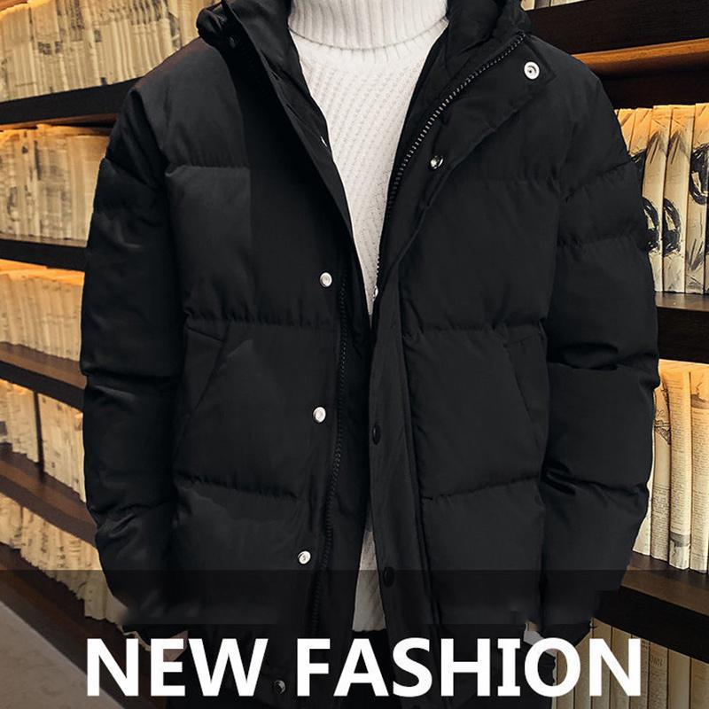 Men's Winter Fashion Warm Bread Down Cotton Jacket Short Thick Trendy Padded Jacket with Hood