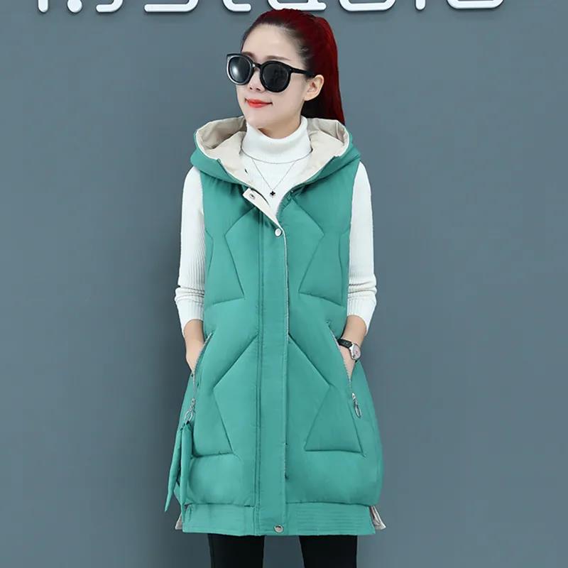 Winter Vest Women's Autumn and Winter Down Cotton Mid-length Loose Thickened Coat