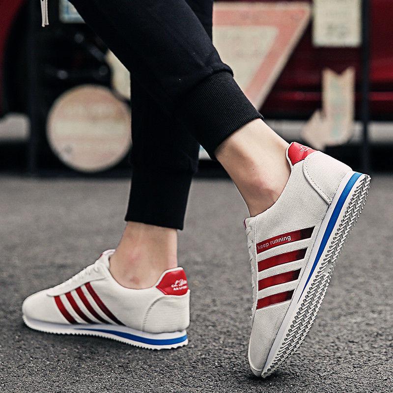 39-45 Men Low-top Canvas Sneakers Running Basketball Shoes Breathable Lightweight Non-slip Shoes Wear-resistant Comfortable White Stripe Skate Shoes